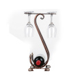 Home Decorative Single Bottle Metal Countertop Wine Rack with Glass Holder